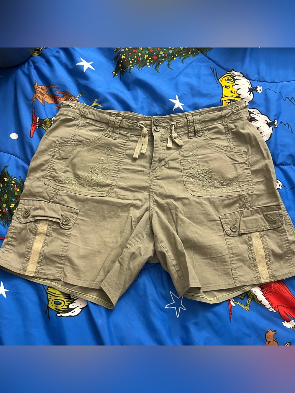 Style & Co. Women’s Olive Green Cargo Shorts with Embroidered Front Pockets